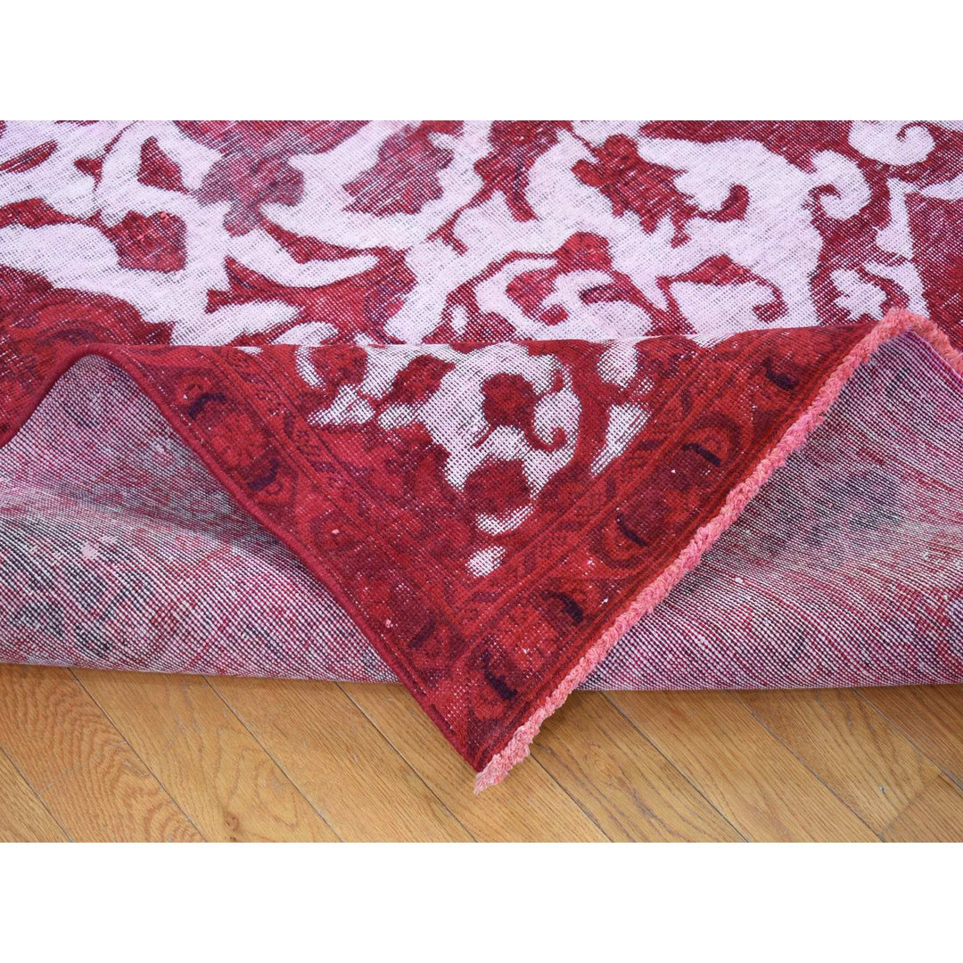 8'2" x 11'1" Vintage Hand Knotted Red Wool Rectangle Oriental Rug - MOA10280678