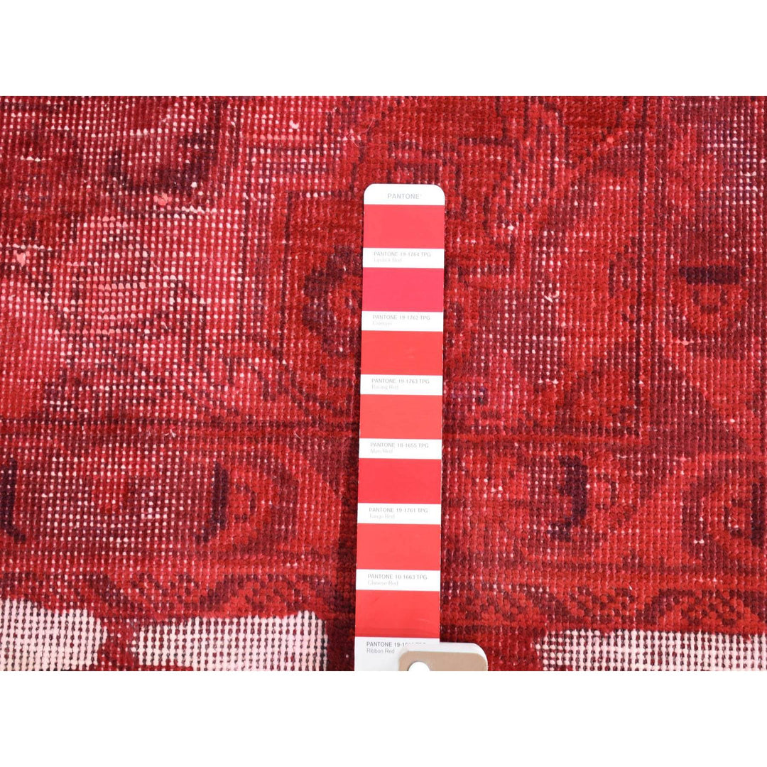 8'2" x 11'1" Vintage Hand Knotted Red Wool Rectangle Oriental Rug - MOA10280678