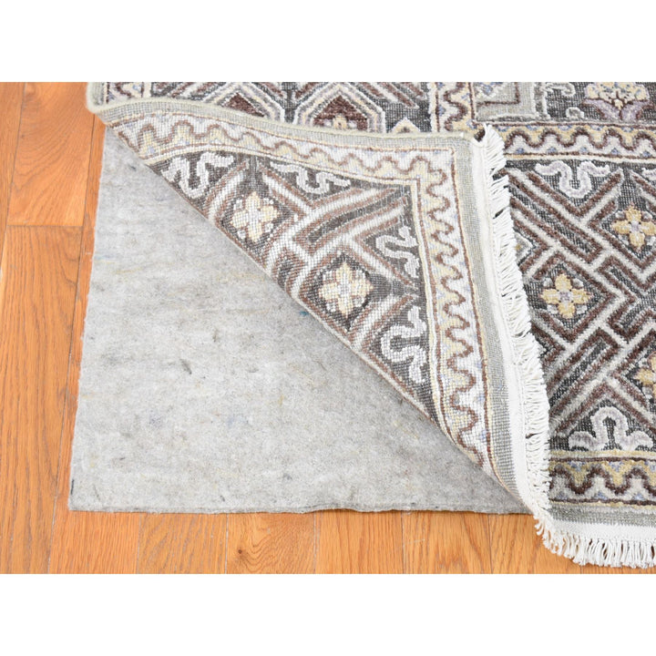 10'1" x 14'2" New Hand Knotted Ivory Wool & Silk Rectangle Oriental Rug - MOA10280686