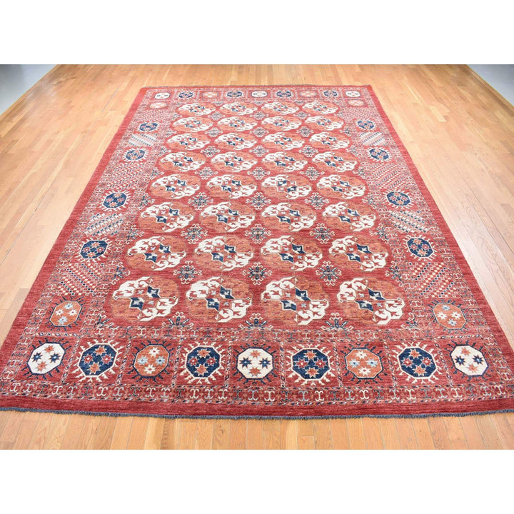 9'10" x 14'0" New Hand Knotted Red Wool Rectangle Oriental Rug - MOA10280687