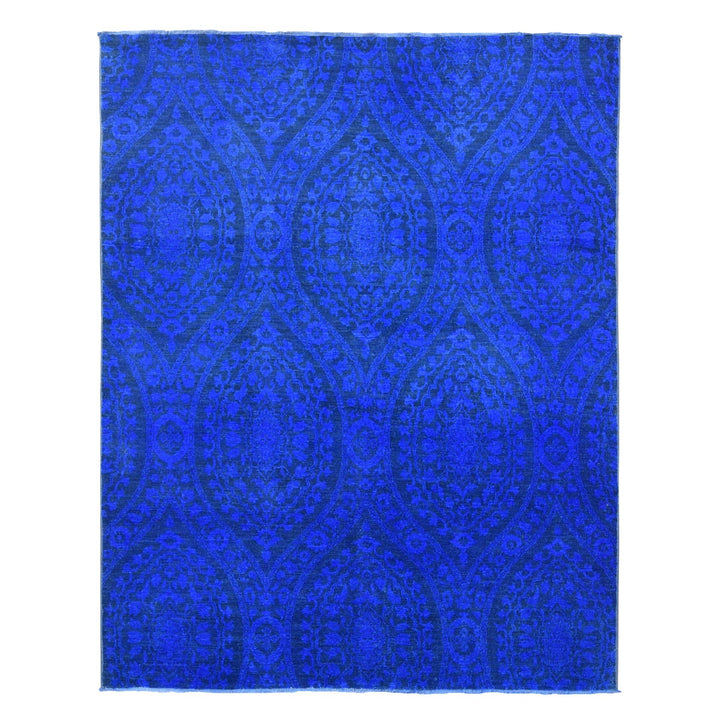 8'0" x 10'0" New Hand Knotted Blue Wool Rectangle Oriental Rug - MOA10280696