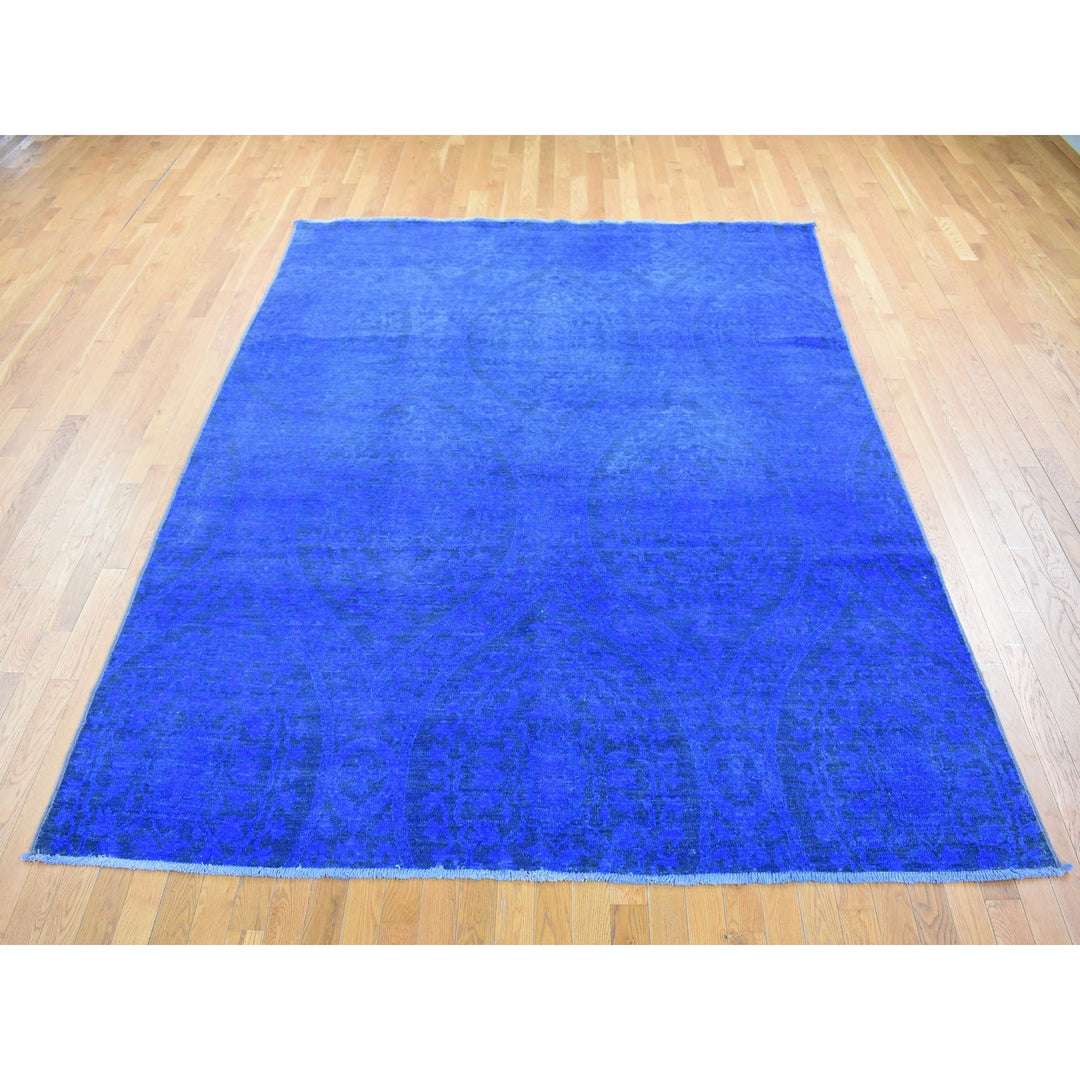 8'0" x 10'0" New Hand Knotted Blue Wool Rectangle Oriental Rug - MOA10280696