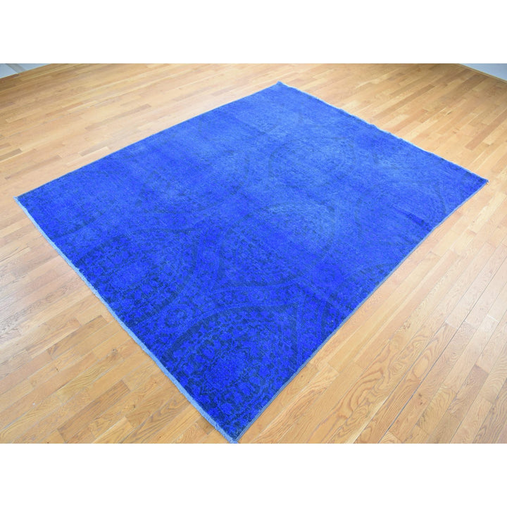 8'0" x 10'0" New Hand Knotted Blue Wool Rectangle Oriental Rug - MOA10280696