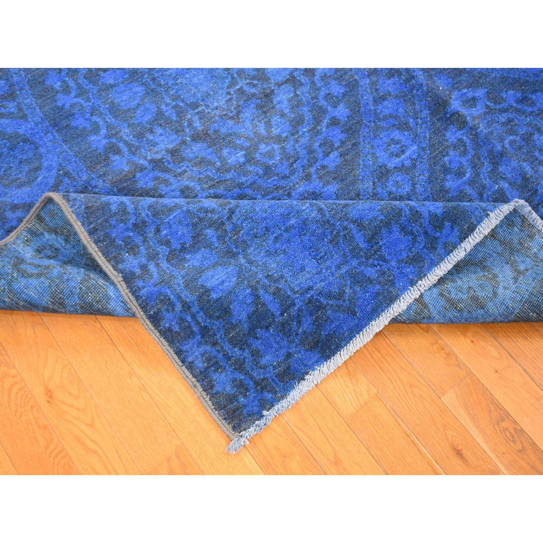 8'0" x 10'0" New Hand Knotted Blue Wool Rectangle Oriental Rug - MOA10280696