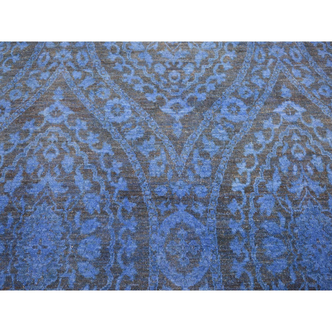 8'0" x 10'0" New Hand Knotted Blue Wool Rectangle Oriental Rug - MOA10280696