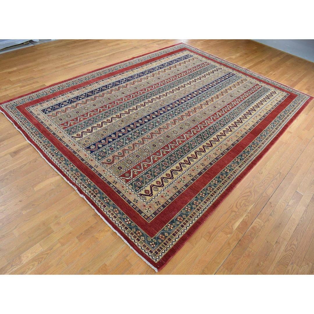 10'0" x 13'9" New Hand Knotted Red Wool Rectangle Oriental Rug - MOA10280721