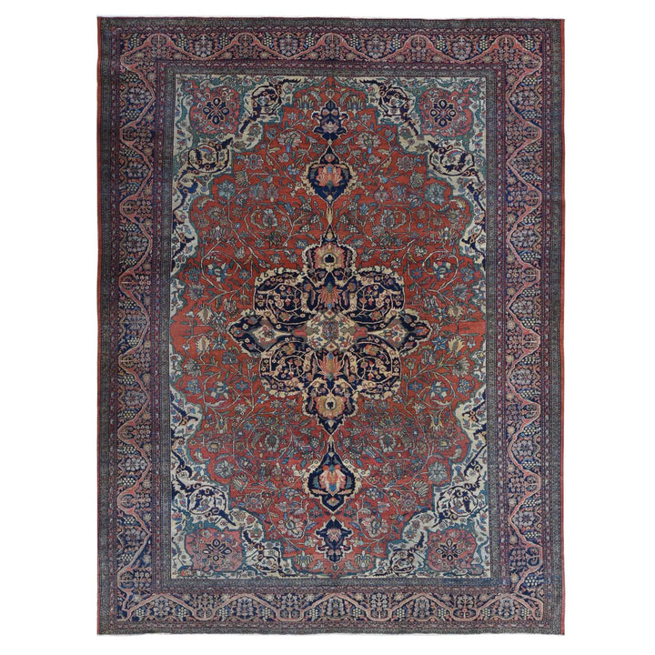 9'0" x 12'0" Vintage Hand Knotted Red Wool Rectangle Oriental Rug - MOA10280722