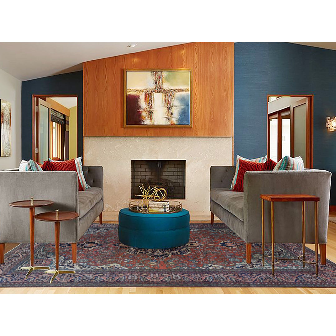 9'0" x 12'0" Vintage Hand Knotted Red Wool Rectangle Oriental Rug - MOA10280722