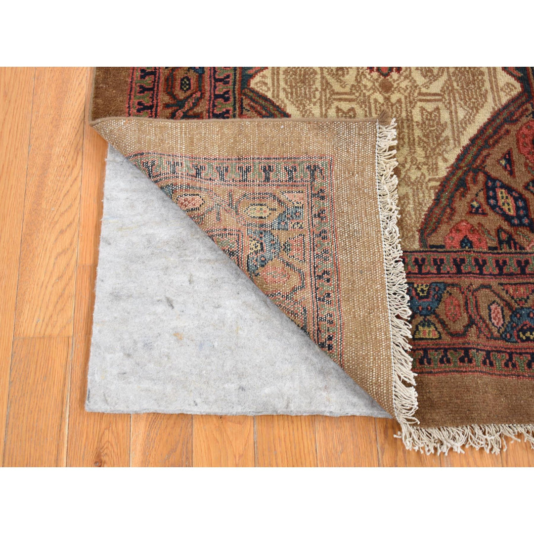 3'2" x 14'10" Vintage Hand Knotted Brown Wool Runner Oriental Rug - MOA10280729