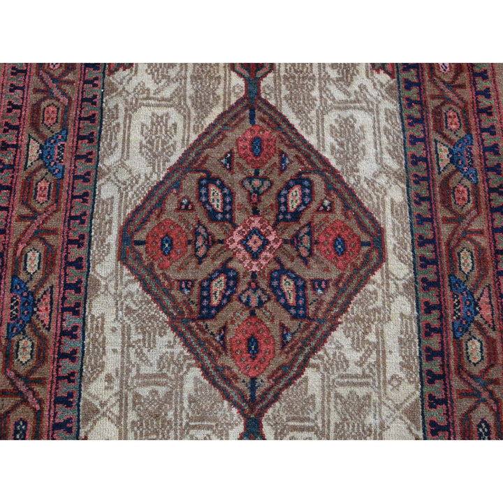 3'2" x 14'10" Vintage Hand Knotted Brown Wool Runner Oriental Rug - MOA10280729