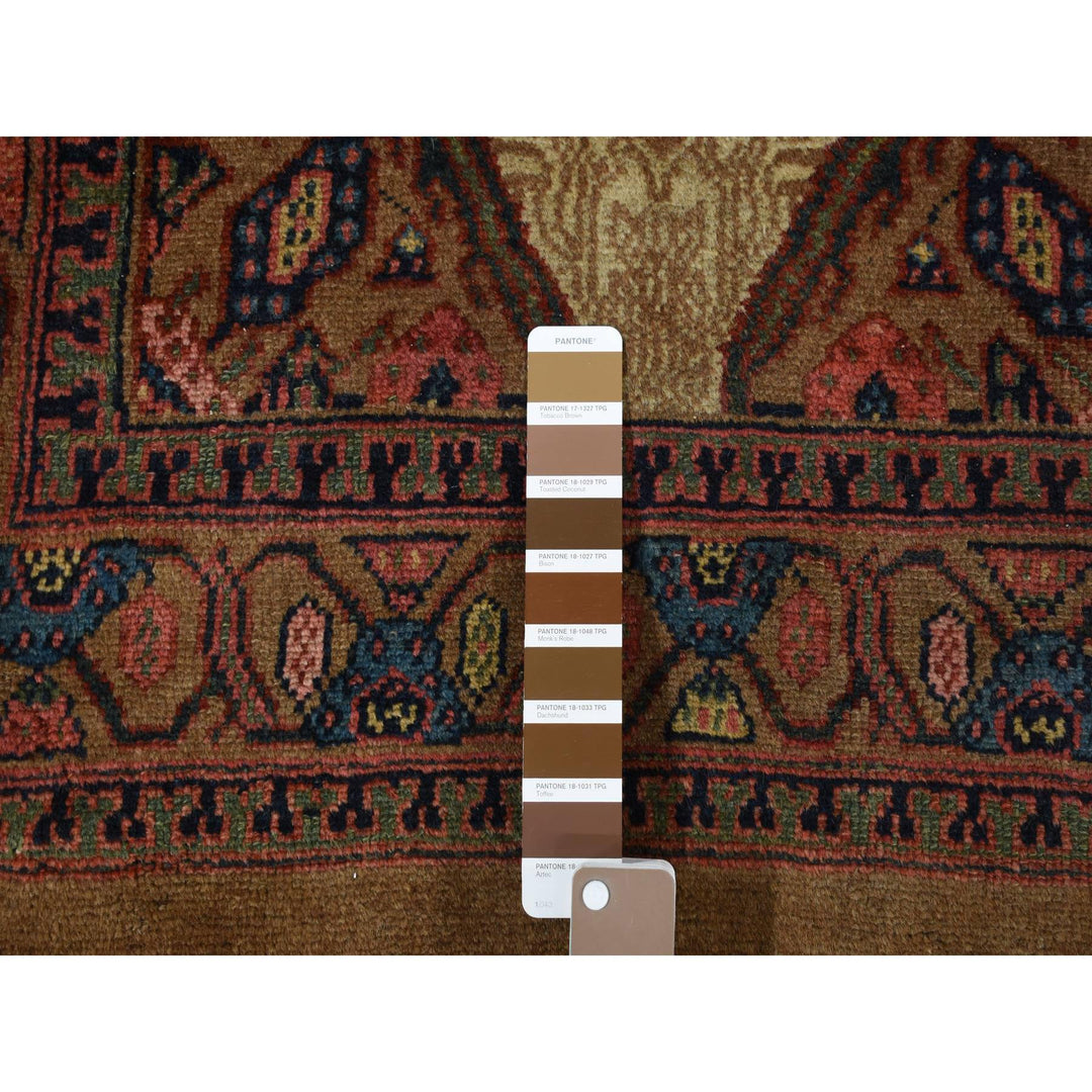 3'2" x 14'10" Vintage Hand Knotted Brown Wool Runner Oriental Rug - MOA10280729