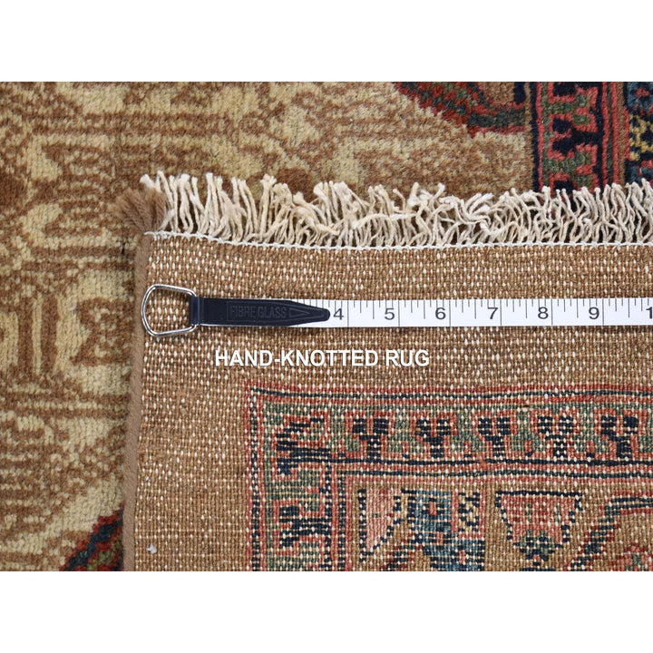 3'2" x 14'10" Vintage Hand Knotted Brown Wool Runner Oriental Rug - MOA10280729