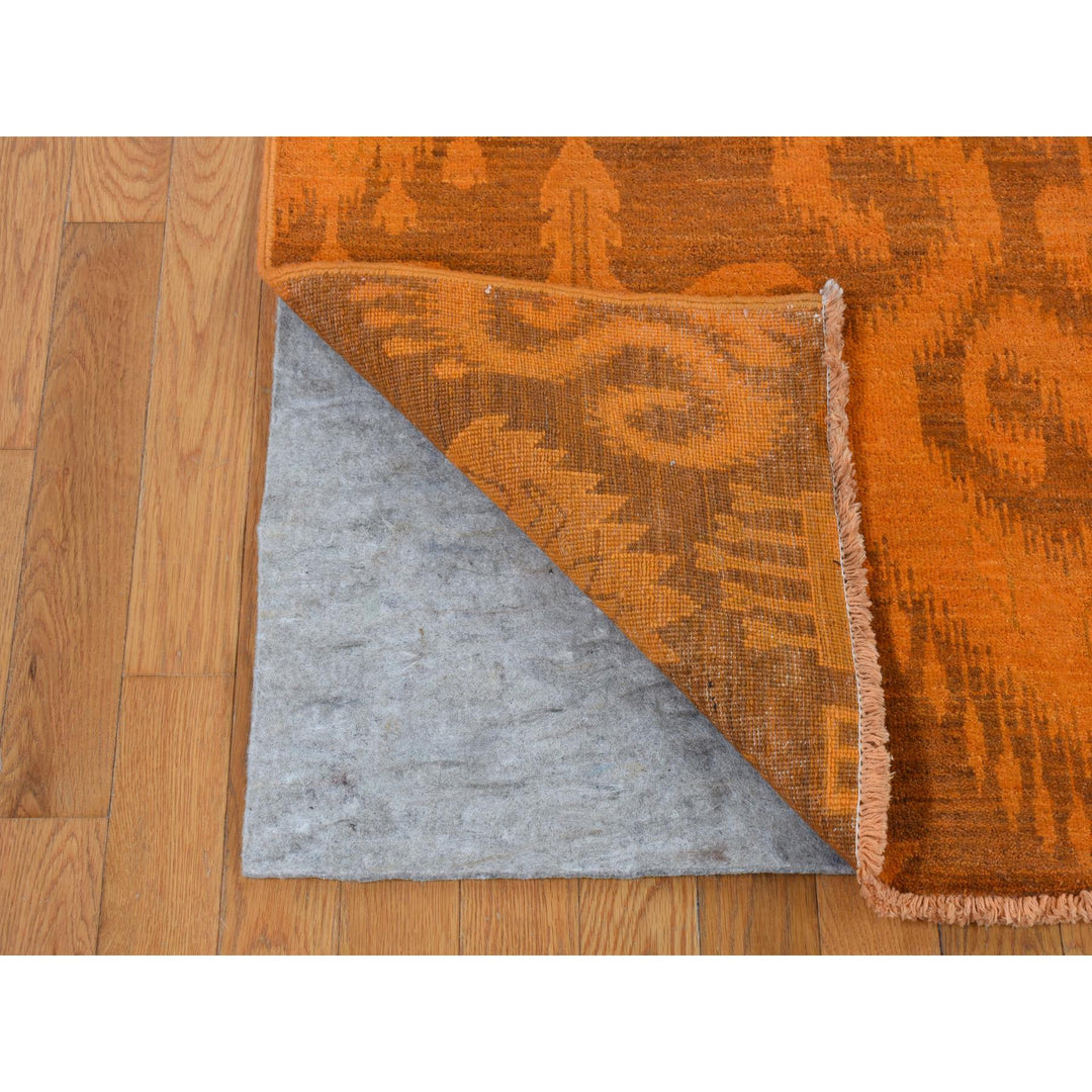 9'1" x 12'3" New Hand Knotted Orange Wool Rectangle Oriental Rug - MOA10280735