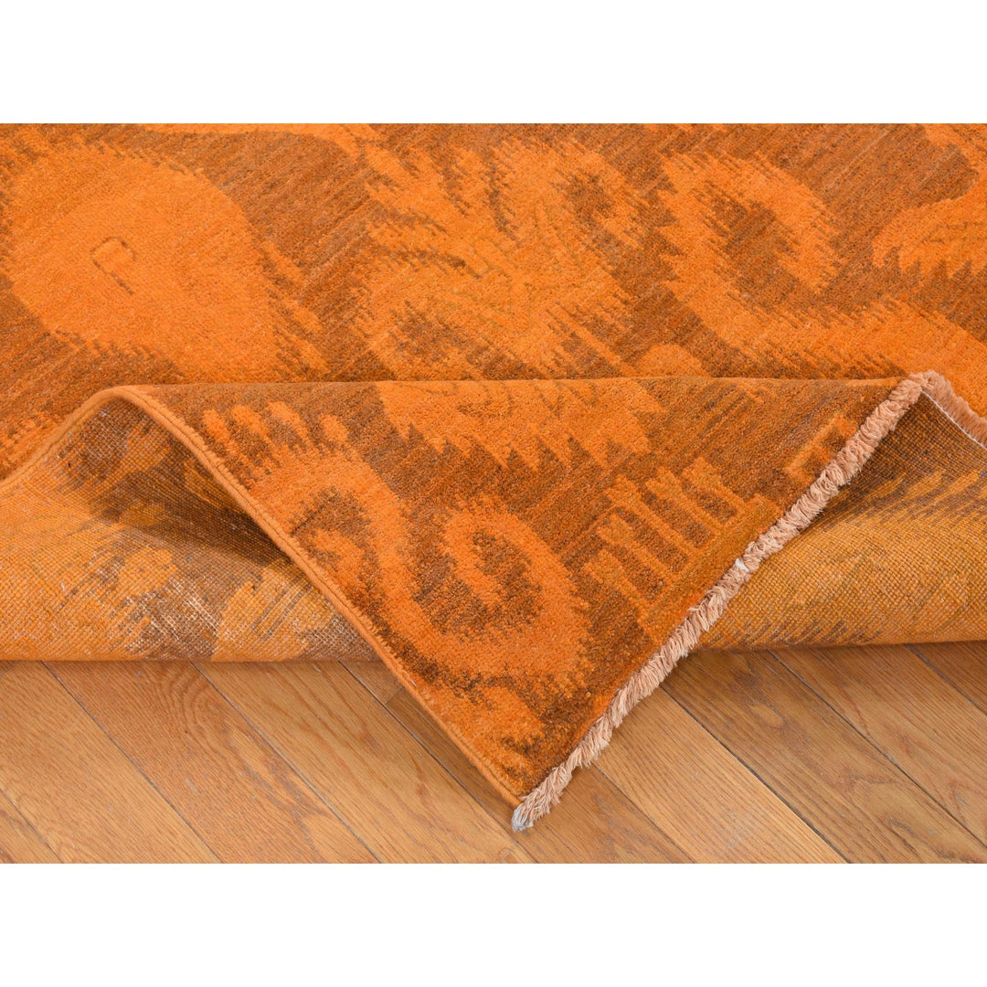 9'1" x 12'3" New Hand Knotted Orange Wool Rectangle Oriental Rug - MOA10280735