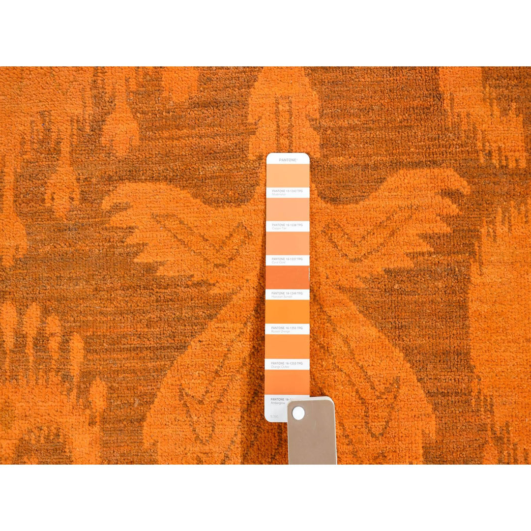 9'1" x 12'3" New Hand Knotted Orange Wool Rectangle Oriental Rug - MOA10280735