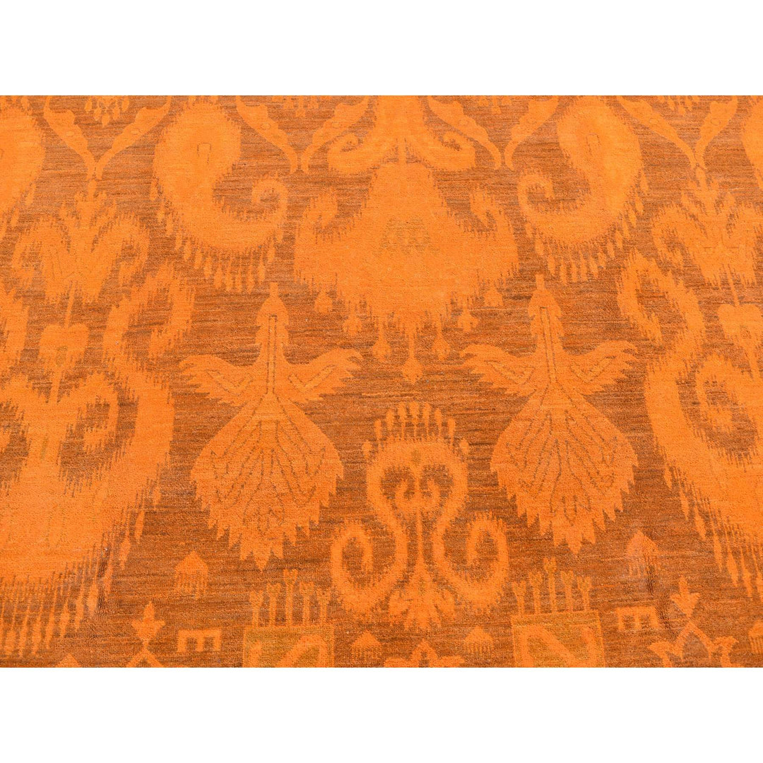 9'1" x 12'3" New Hand Knotted Orange Wool Rectangle Oriental Rug - MOA10280735