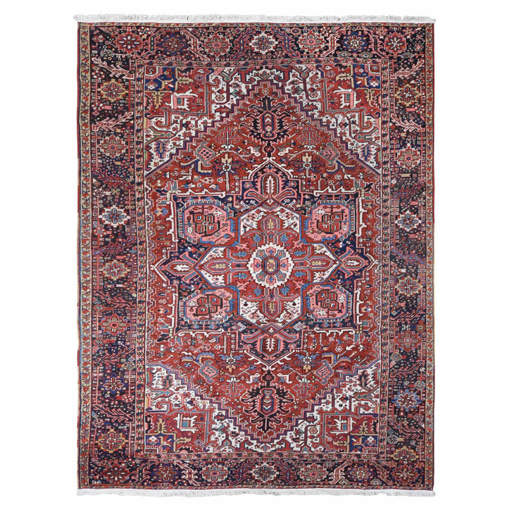 8'10" x 11'8" Vintage Hand Knotted Red Wool Rectangle Oriental Rug - MOA10280776