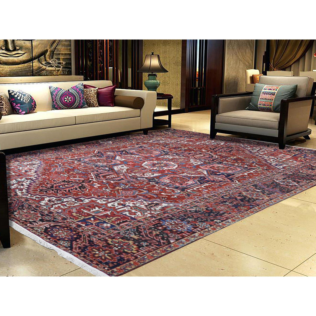 8'10" x 11'8" Vintage Hand Knotted Red Wool Rectangle Oriental Rug - MOA10280776