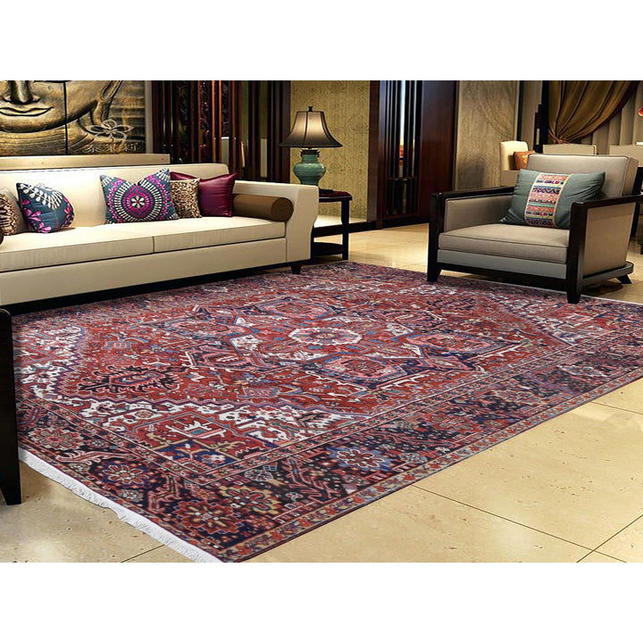 8'10" x 11'8" Vintage Hand Knotted Red Wool Rectangle Oriental Rug - MOA10280776