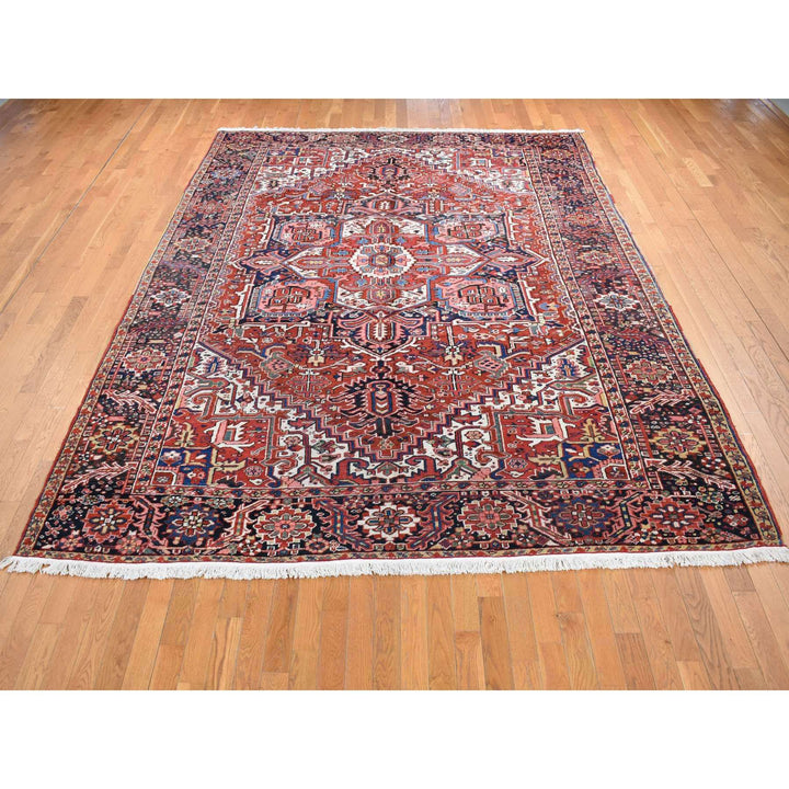 8'10" x 11'8" Vintage Hand Knotted Red Wool Rectangle Oriental Rug - MOA10280776
