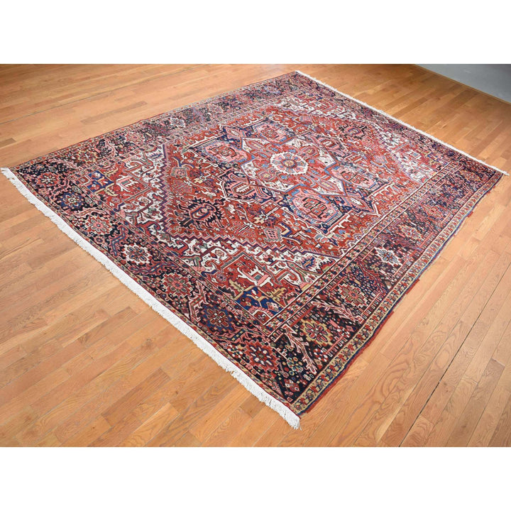 8'10" x 11'8" Vintage Hand Knotted Red Wool Rectangle Oriental Rug - MOA10280776