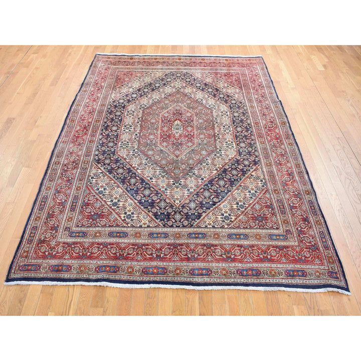 7'9" x 10'10" Vintage Hand Knotted Red Wool Rectangle Oriental Rug - MOA10280778