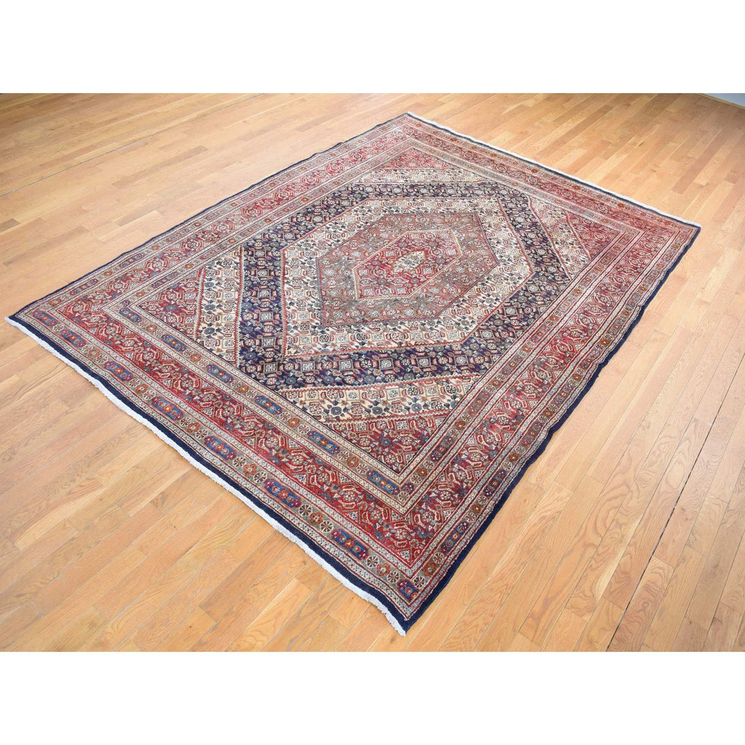 7'9" x 10'10" Vintage Hand Knotted Red Wool Rectangle Oriental Rug - MOA10280778