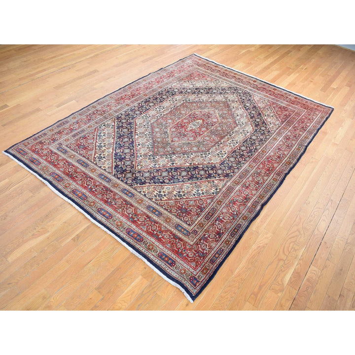 7'9" x 10'10" Vintage Hand Knotted Red Wool Rectangle Oriental Rug - MOA10280778
