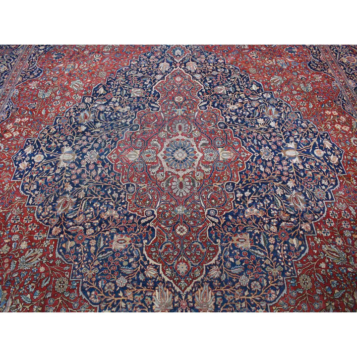 11'2" x 16'8" Vintage Hand Knotted Red Wool Rectangle Oriental Rug - MOA10280779