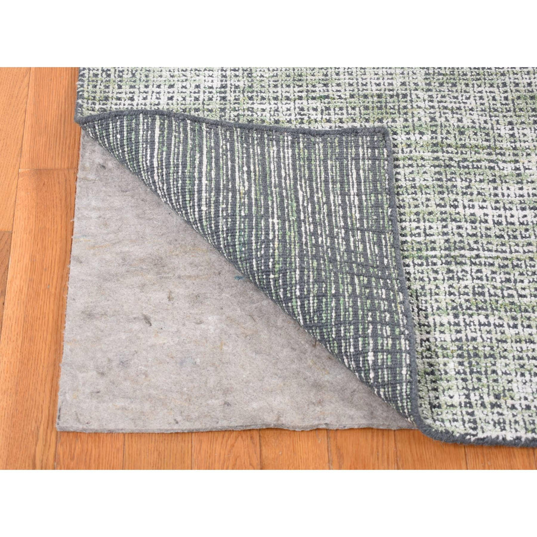 9'1" x 12'1" New Hand Loomed Green Wool & Silk Rectangle Oriental Rug - MOA10280812