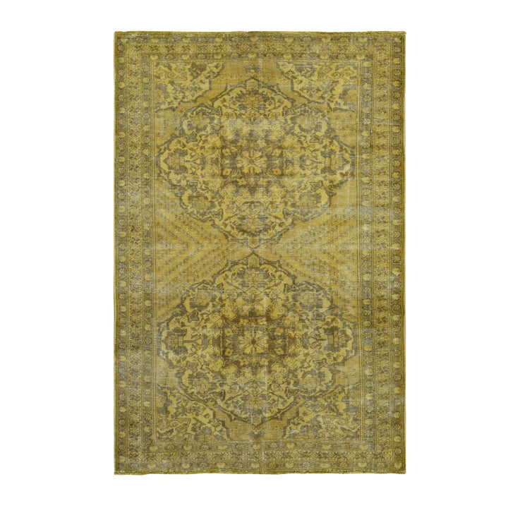 6'5" x 9'10" New Hand Knotted Yellow Cotton Rectangle Oriental Rug - MOA10280855