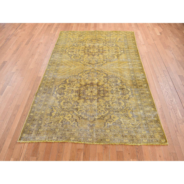 6'5" x 9'10" New Hand Knotted Yellow Cotton Rectangle Oriental Rug - MOA10280855