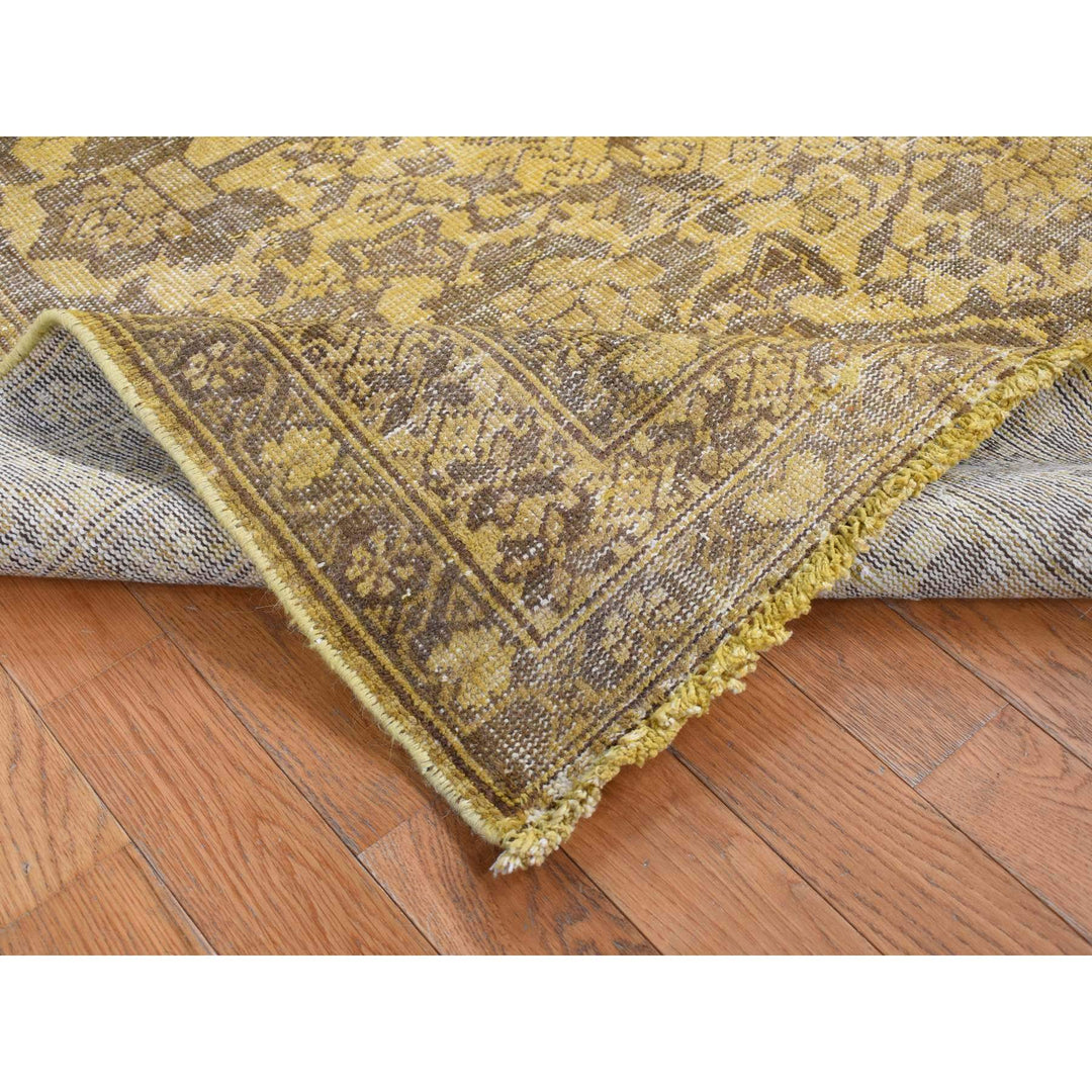 6'5" x 9'10" New Hand Knotted Yellow Cotton Rectangle Oriental Rug - MOA10280855