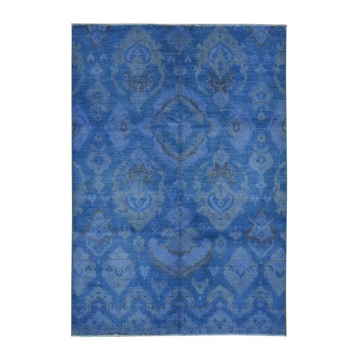 6'2" x 9'1" New Hand Knotted Blue Wool Rectangle Oriental Rug - MOA10280869