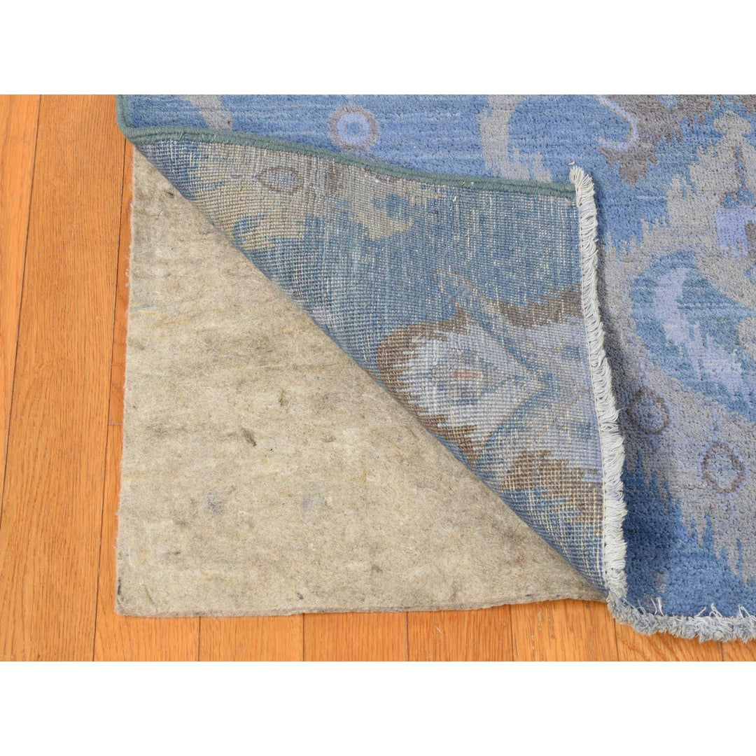 6'2" x 9'1" New Hand Knotted Blue Wool Rectangle Oriental Rug - MOA10280869