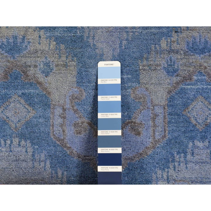 6'2" x 9'1" New Hand Knotted Blue Wool Rectangle Oriental Rug - MOA10280869