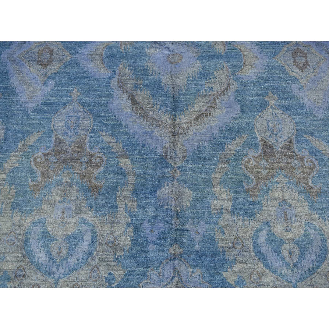 6'2" x 9'1" New Hand Knotted Blue Wool Rectangle Oriental Rug - MOA10280869