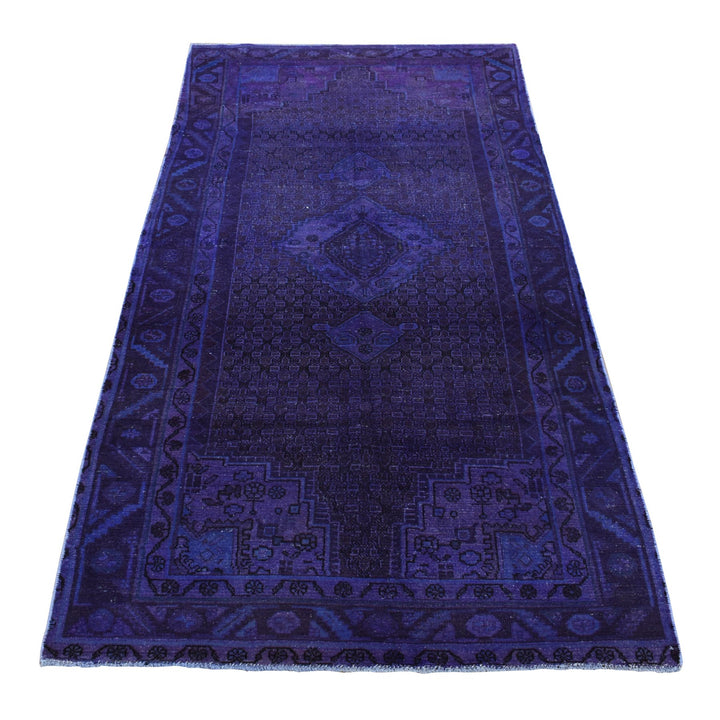 4'7" x 9'7" New Hand Knotted Purple Wool Rectangle Oriental Rug - MOA10280875