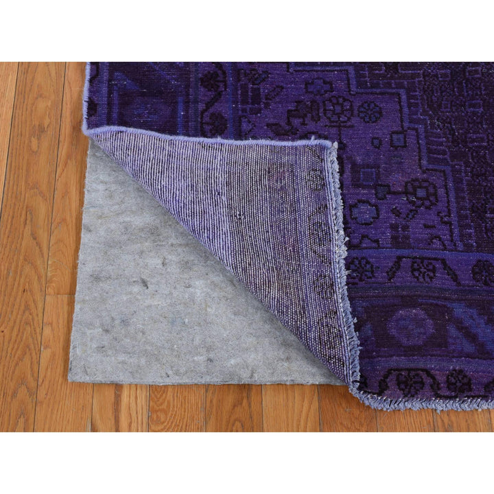 4'7" x 9'7" New Hand Knotted Purple Wool Rectangle Oriental Rug - MOA10280875