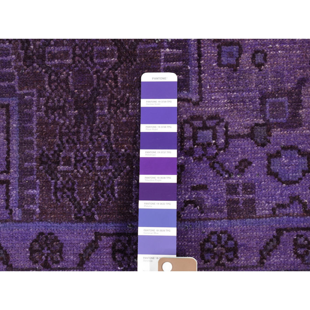 4'7" x 9'7" New Hand Knotted Purple Wool Rectangle Oriental Rug - MOA10280875