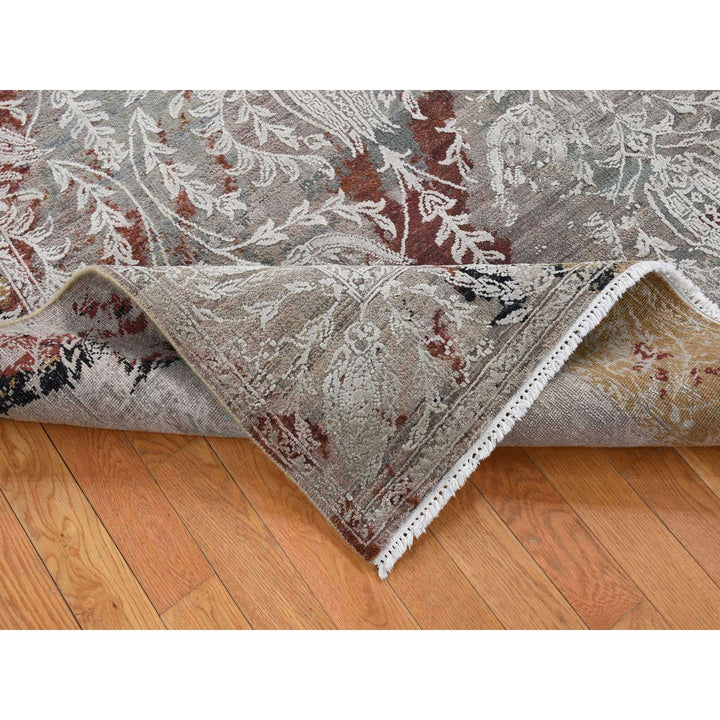 5'2" x 7'1" New Hand Knotted Grey Wool & Silk Rectangle Oriental Rug - MOA10280885