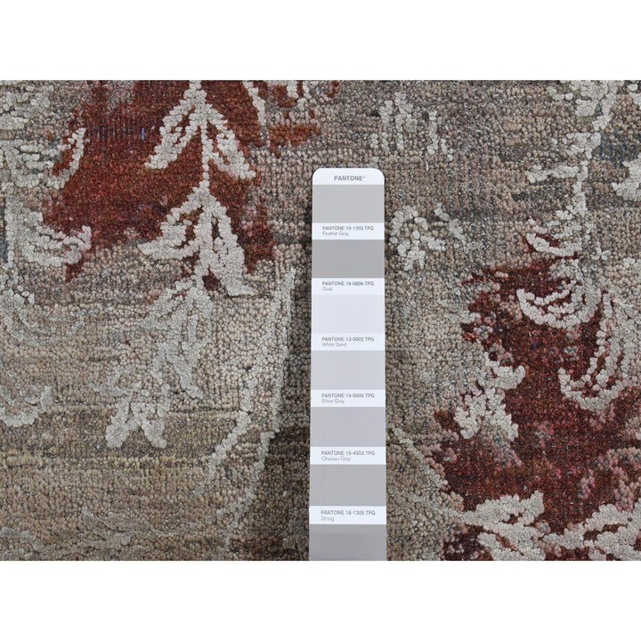 5'2" x 7'1" New Hand Knotted Grey Wool & Silk Rectangle Oriental Rug - MOA10280885