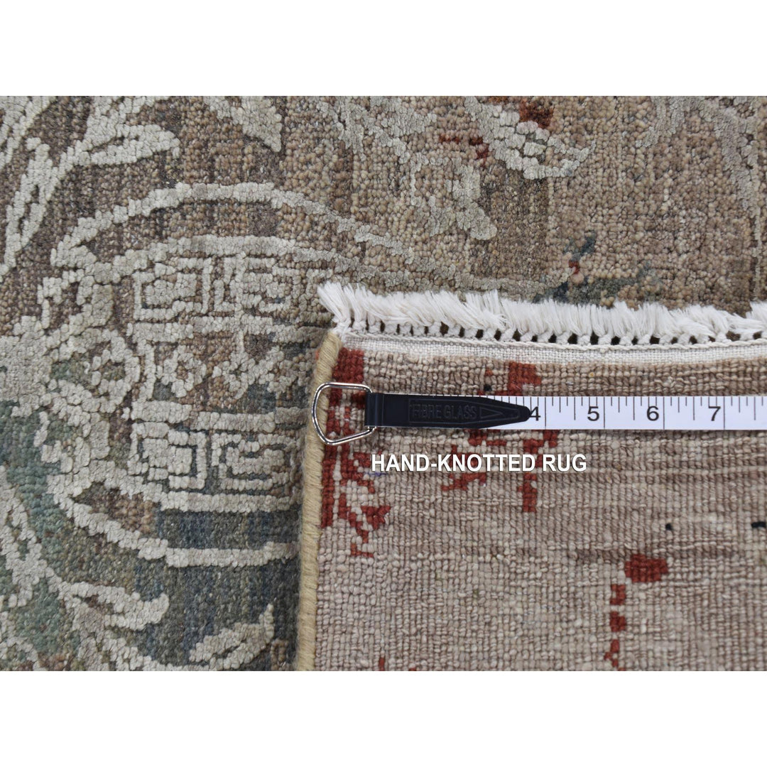5'2" x 7'1" New Hand Knotted Grey Wool & Silk Rectangle Oriental Rug - MOA10280885