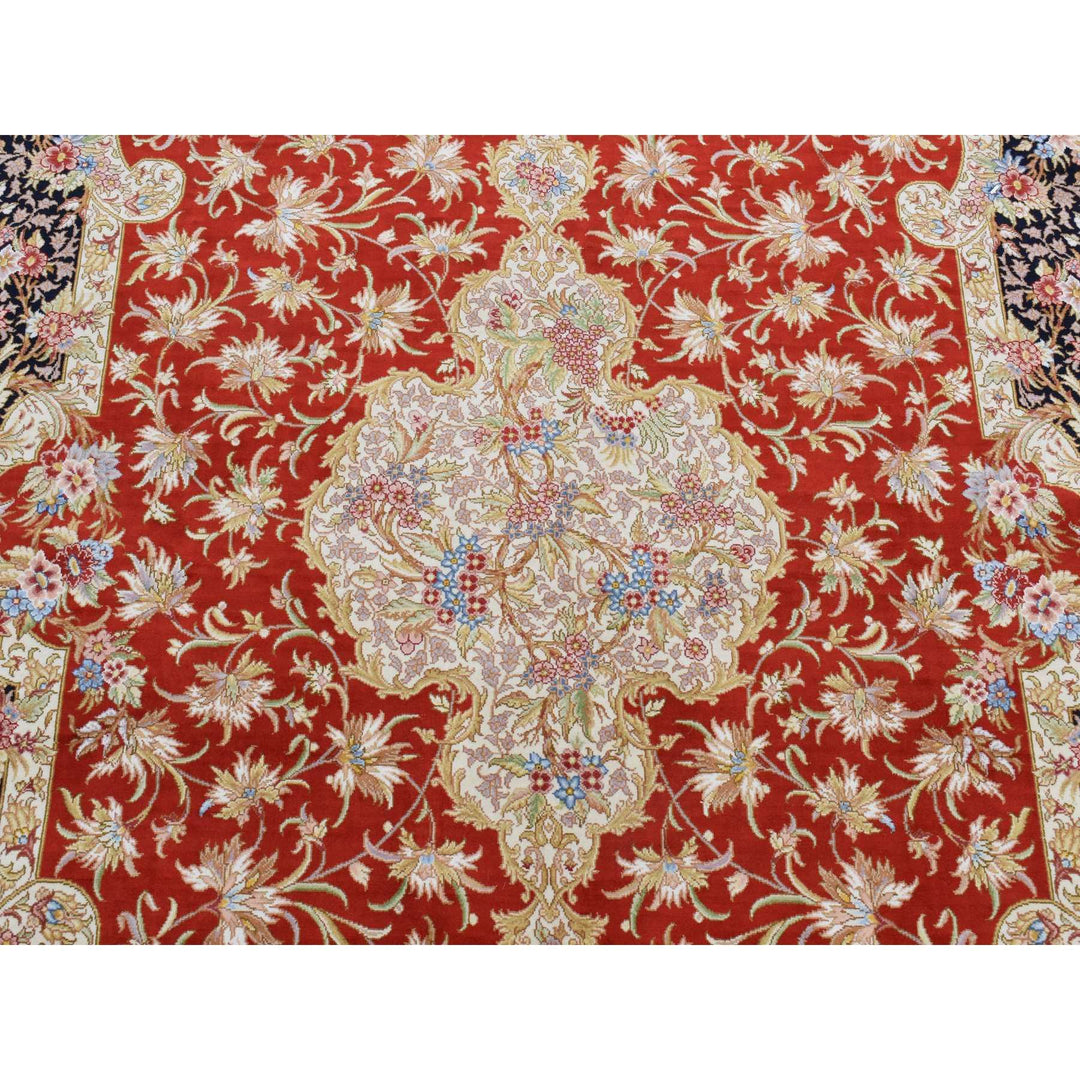 4'1" x 6'4" New Hand Knotted Red Silk Rectangle Oriental Rug - MOA10280893