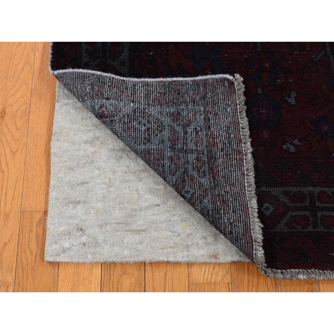 5'4" x 9'5" New Hand Knotted Red Worn Wool Runner Oriental Rug - MOA10280896