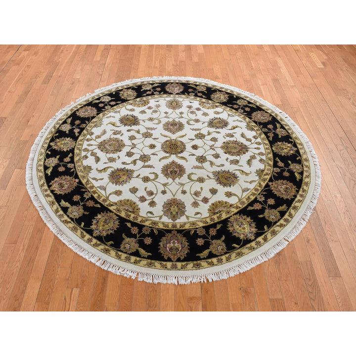 8'0" x 8'0" New Hand Knotted Ivory Cotton Round Oriental Rug - MOA10280926