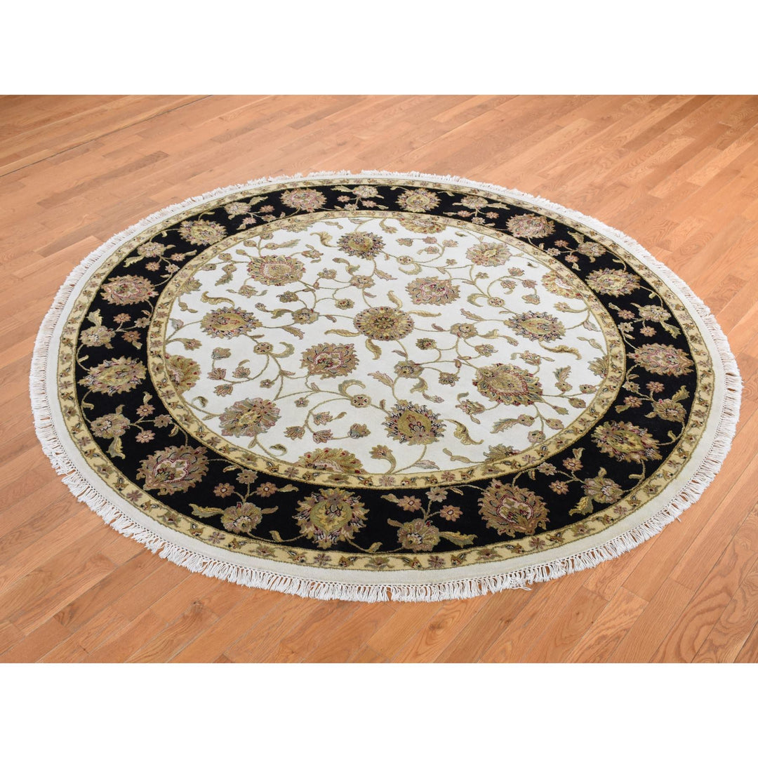 8'0" x 8'0" New Hand Knotted Ivory Cotton Round Oriental Rug - MOA10280926