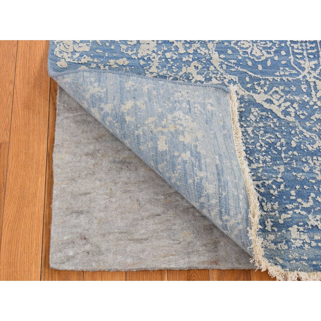 5'1" x 7'0" New Hand Knotted Blue Wool & Silk Rectangle Oriental Rug - MOA10280927