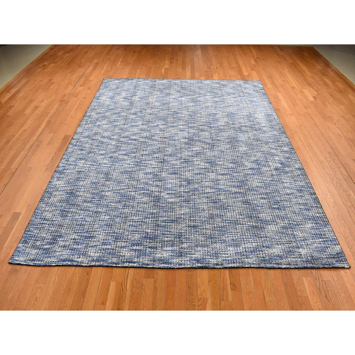 9'2" x 12'0" New Hand Loomed Blue Wool & Silk Rectangle Oriental Rug - MOA10280945