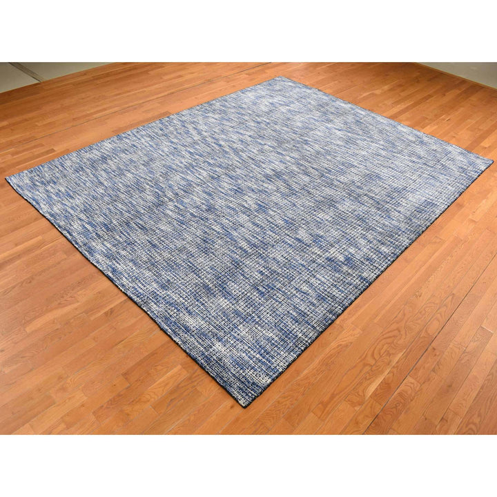 9'2" x 12'0" New Hand Loomed Blue Wool & Silk Rectangle Oriental Rug - MOA10280945